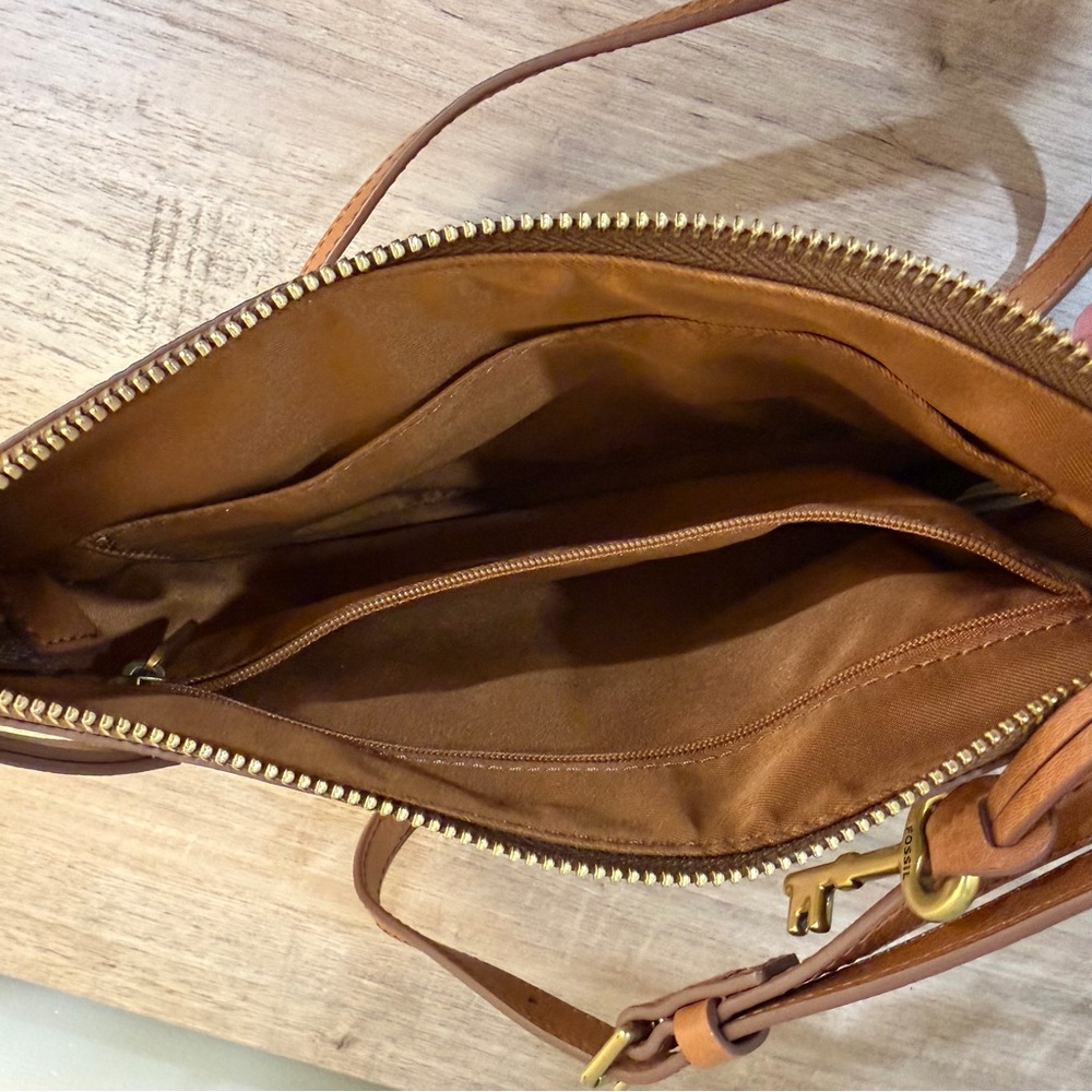 Fossil Fiona Striped Crossbody Bag with Tan Leather Trim - Picture 9 of 12
